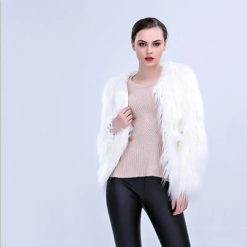 4XL Women Faux Fur LED Light Coat Christmas Costumes Cosplay Fluffy Fur Jacket Outwear Winter Warm Festival Party Club Overcoat