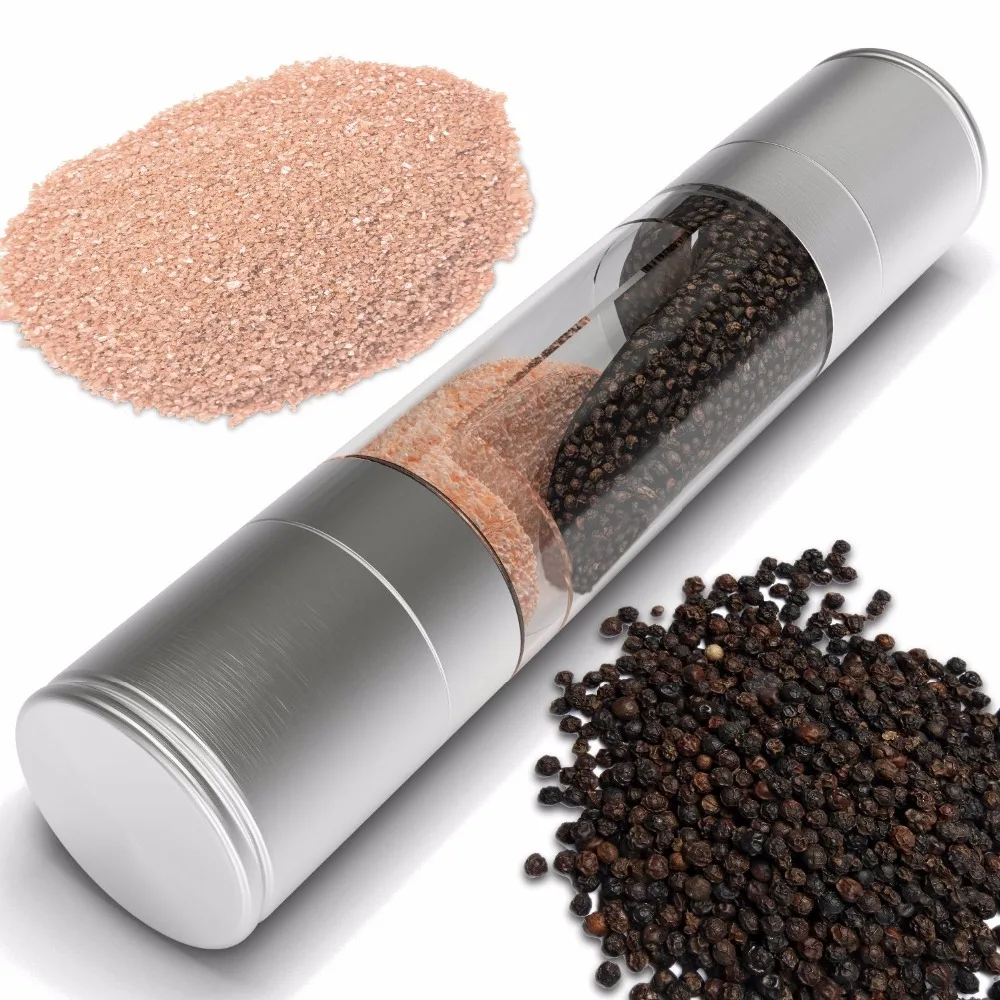 Set of Two Stainless Steel Salt and Pepper Grinders