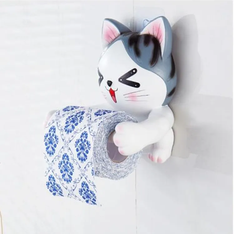 Koop Grijze Hond Toiletrolhouder Wc Hygiëne Hars Lade Gratis Punch Hand Tissue Doos Huishoudelijke Papieren Handdoek Houder Reel Spool apparaat