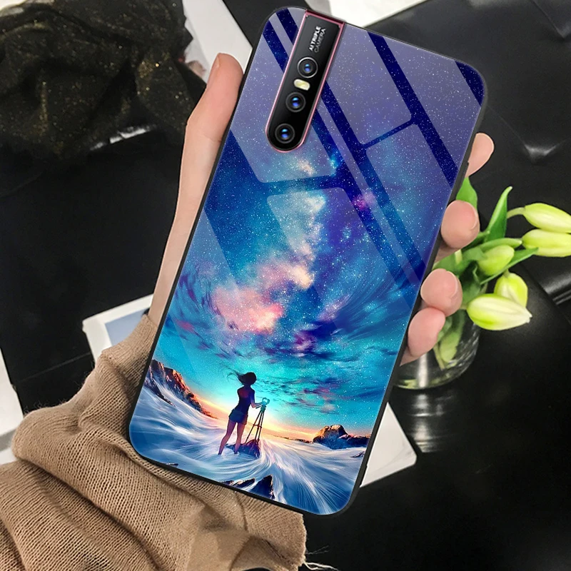 Чехол для VIVO V15 Pro, чехол VIVOV15 Pro из закаленного стекла с изображением планеты космос, стеклянный чехол на заднюю панель для VIVO V15 Pro V15Pro V 15 Pro, чехол