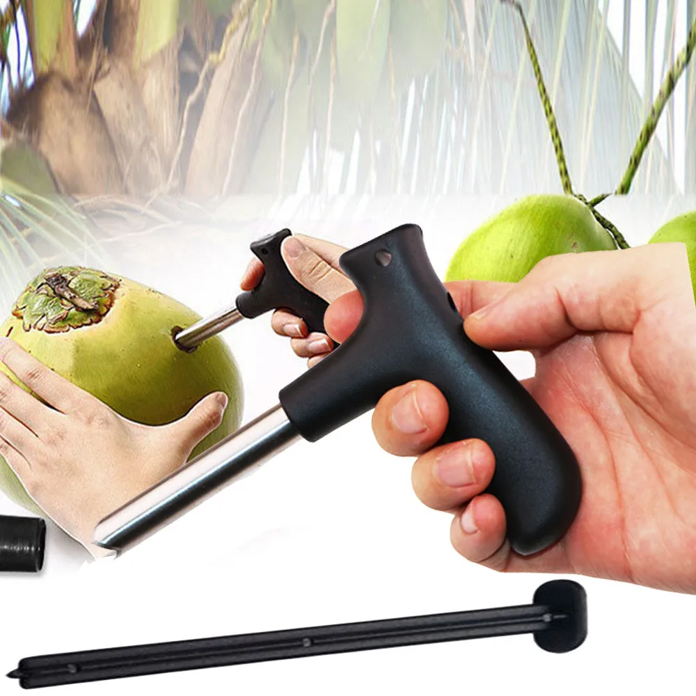 

1Pcs Black Coconut Opener Tool Coco Water Punch Tap Drill Straw Open Hole Cut Gift Fruit Openers Tools Kitchen Gadgets #F