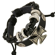 Jinglang Новая мода Кожаные Браслеты Бесконечность Многослойные Крест-накрест Браслеты на запястье для Для мужчин ювелирные изделия