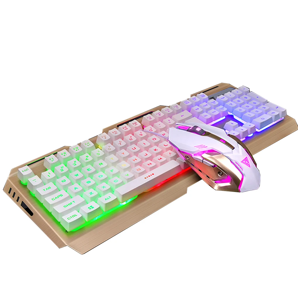 

Rainbow Backlit Gaming Keyboard and Mouse USB Wired Keyboard and Optical Mouse Set Mechanical Feel Mutilmedia Keys