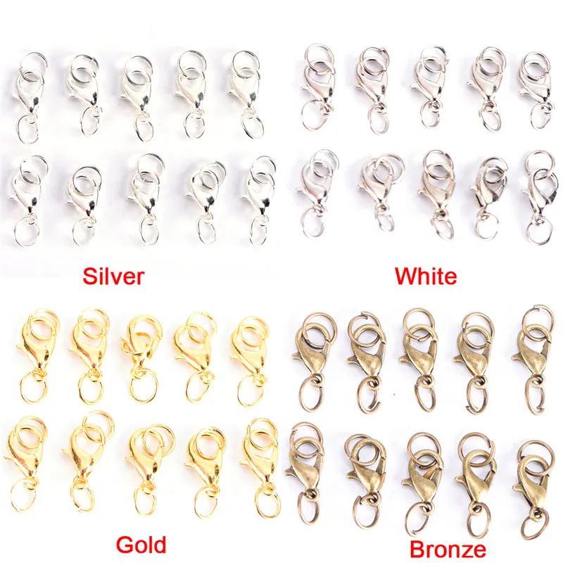 

20Pcs Boho Style Making Hook Beads Crimp End Spring Necklace Snap Chains Connector Set Lobster Claw Clasps Jump Rings Split Ring