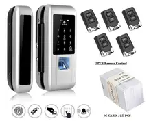 Glass Door Lock Office Keyless Electric Fingerprint Lock With Touch Keypad Smart Card Remote Control Key Door Lock fingerprint lock office glass door single double door password lock card remote sensing remote control electronic access control