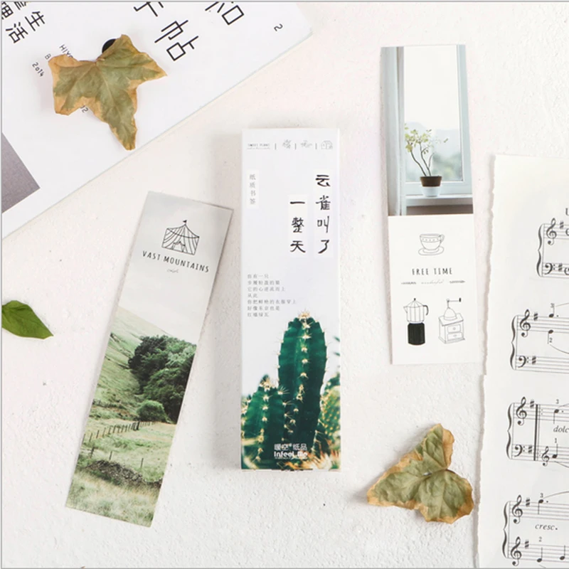 

30pcs/box Beautiful scenery Bookmarks Paper Clip For Book Korean Funny Promotional Gift Office School Supply Gift Stationery