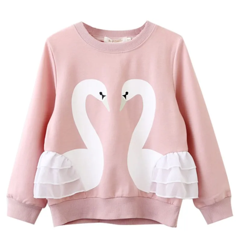 

Flamingo Girls T-Shirt 2019 Autumn Brand Baby Girls Full T-Shirt Cute Cartoon Bird Lace Shirts Children Clothing Blouse