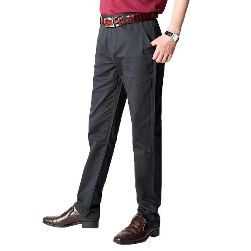 

Men's comfortable multi-pocket slacks Spring and summer thin cotton high waist straight loose trousers