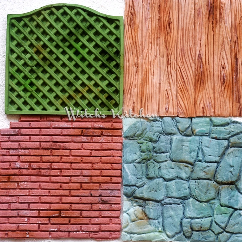 Fence Brick Wood Cobble Stone Wall Line Grain Forms Silicone