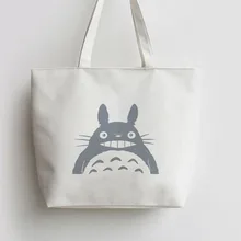 Тоторо силуэт японского аниме холст хозяйственная сумка мультфильм Tote сумки многоразовые шоппер сумка, продуктовая сумка AN091