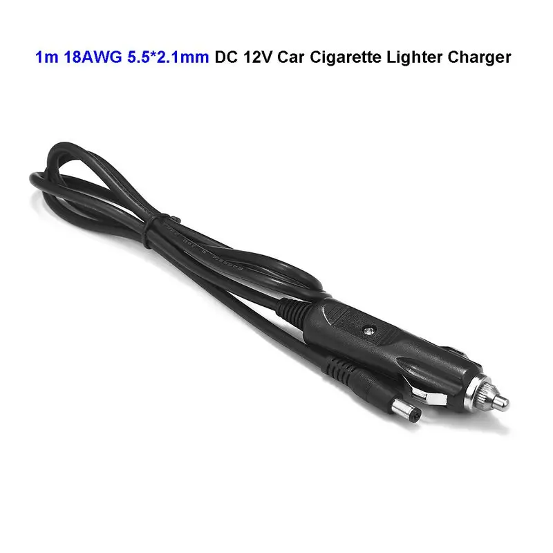 

12V DC 5.5 x 2.1mm Car Cigarette Lighter Power Adapter 18AWG 1m Cable For Air Compressor Pump Car Washer Car Truck Bus Van Boat