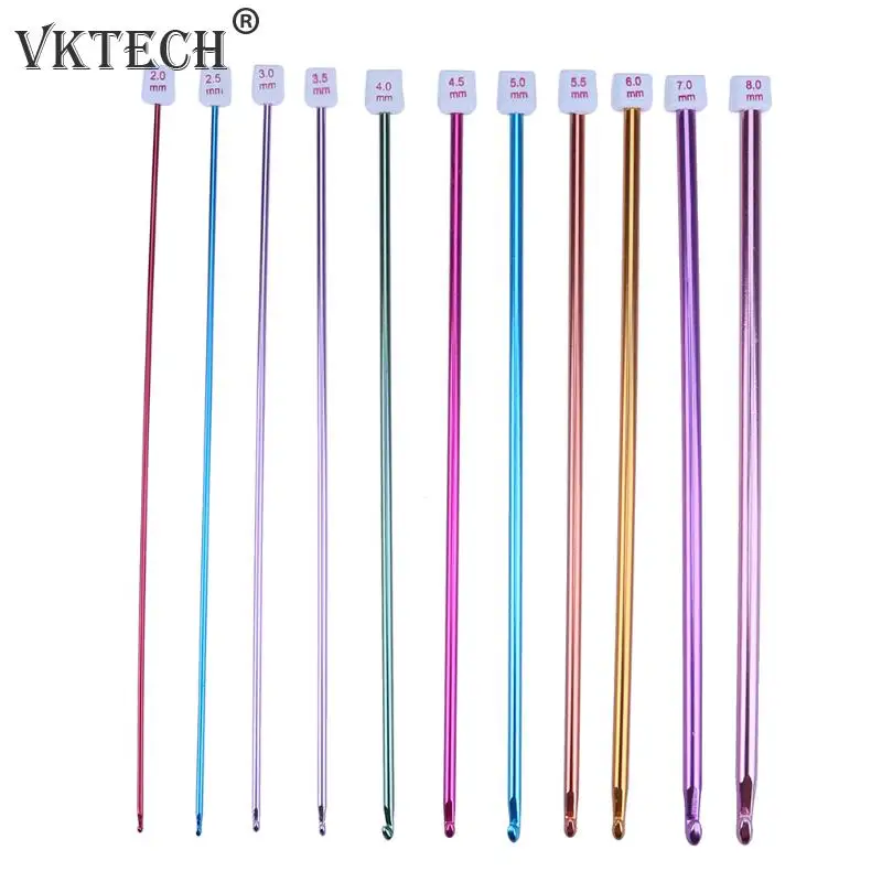 

11pcs Multicolour Aluminum Crochet Hooks Set Single Pointed Yarn Sweater Weave DIY Craft Knitting Needles Crochet Hook 2-8mm