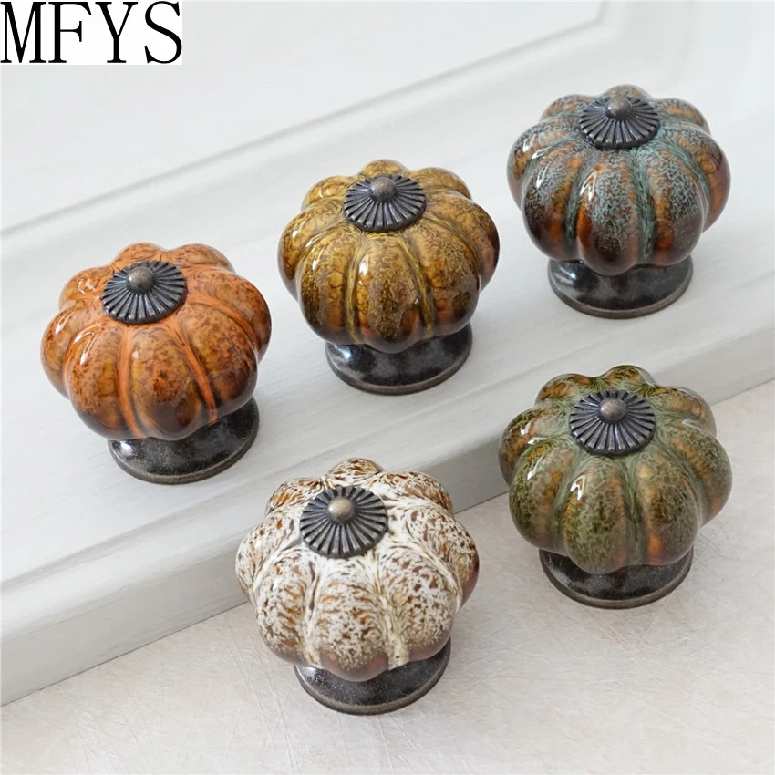 Ceramic Knobs Pumpkin Dresser Knob Drawer / Ceramic Handle / Kitchen Door Knob Furniture