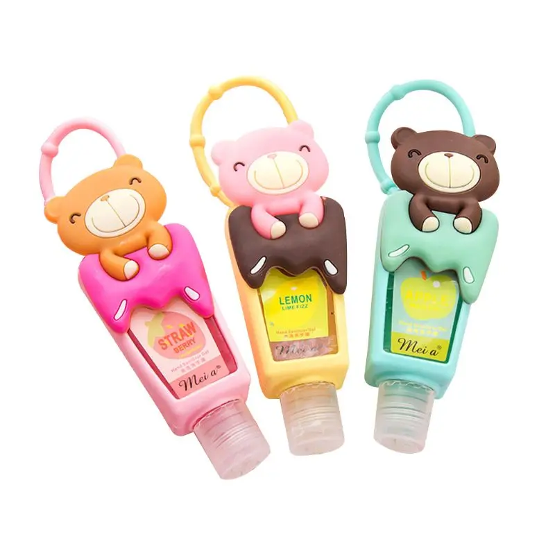 

Cute Cartoon Bear Silicone Embossed Mini Hand Sanitizer Disposable No Clean Detachable Cover Travel Portable Hangable Fruit-Scen