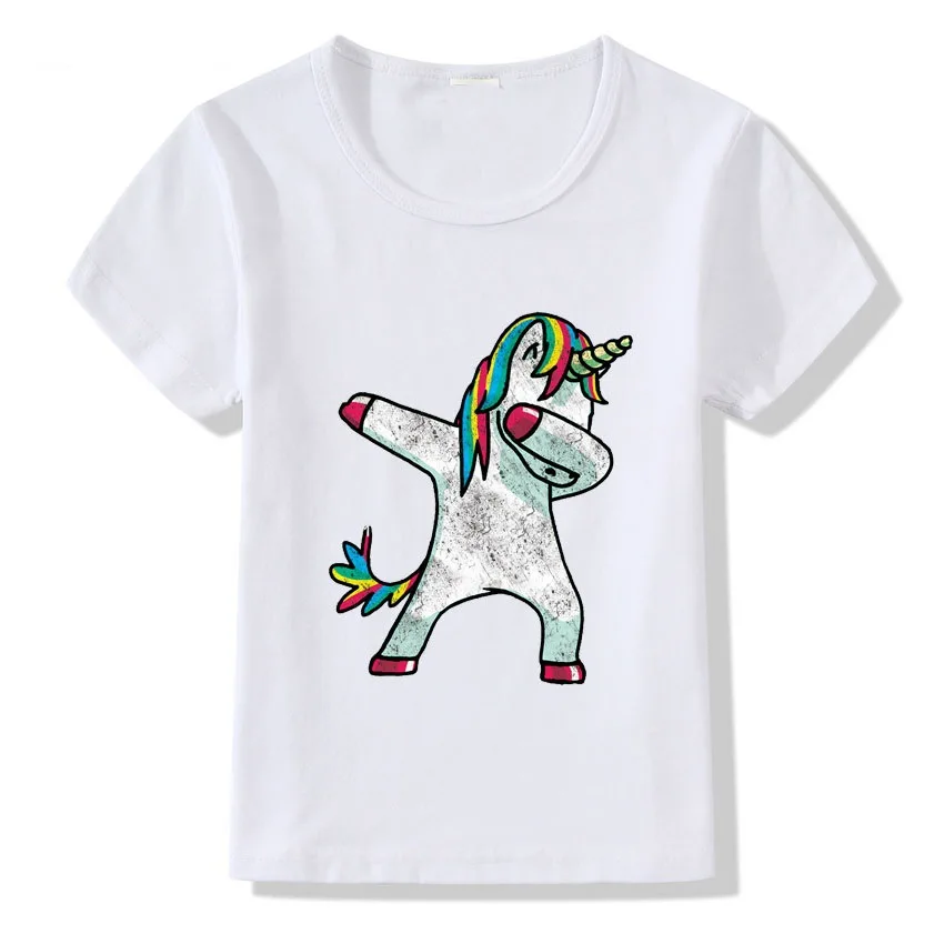 

Funny Unicorn Print Short Sleeve O-neck Girls Boys T Shirts 12 Years