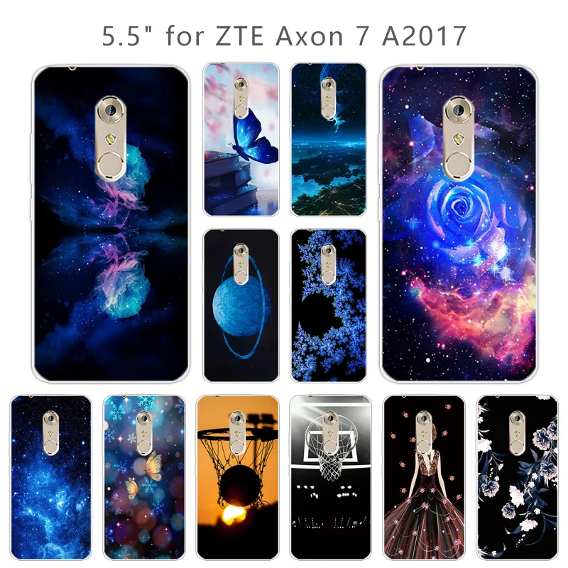 Мягкий силиконовый чехол для телефона ZTE Axon 7 синяя задняя крышка 5 &quot прозрачный