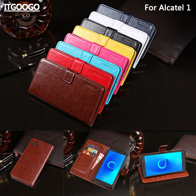 

For Alcatel 1 Case Cover Luxury Leather Flip Case For Alcatel 1 5033D Protective Phone Case Back Cover Wallet Case