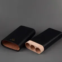 Хорошее качество! COHIBA высококачественный отличный черный держатель в клетку 3 выровненные деревянные чехол для сигар чехол с подарочной коробкой