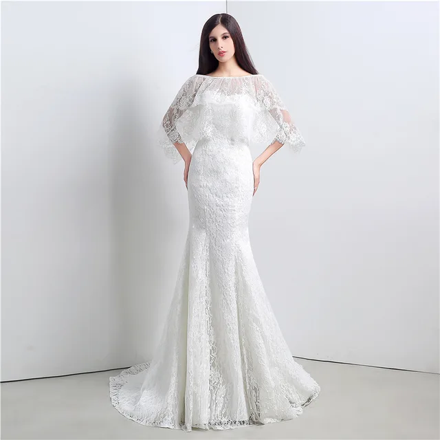 New Arrival Gorgeous Wedding Dresses Mermaid Fringe Lace Cape Y New Arrival Gorgeous Wedding Dresses Mermaid Fringe Lace Cape Y Winner Autumn Gown Floor