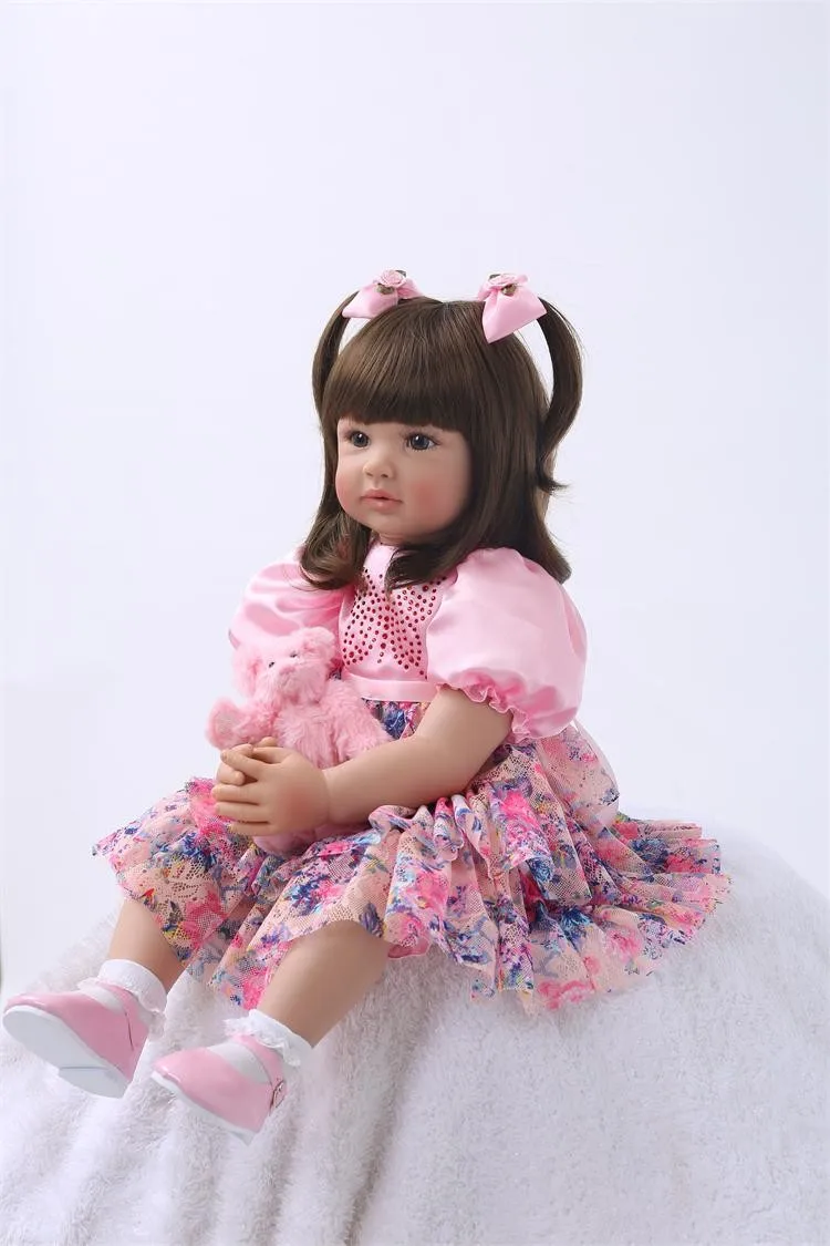 Косичка для девочки 61 см, мягкая силиконовая кукла для новорожденной девочки, как настоящая живая виниловая кукла для новорожденных, bebe reborn girls, лучшее рождение