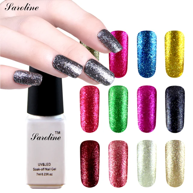 Saroline Long Lasting Vernis Semi Permanent Gel Nail Polish 12colors 3d Lucky Platinum Gel Diamond Effect In Nail Gel From Beauty Health On