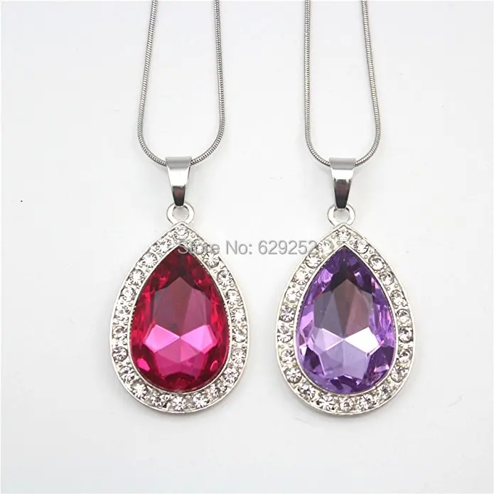 

2Pcs/Set Amulet Teardrop Sofia the First Necklace Gift for Girls Baby Pandent Necklace Birthday Gifts