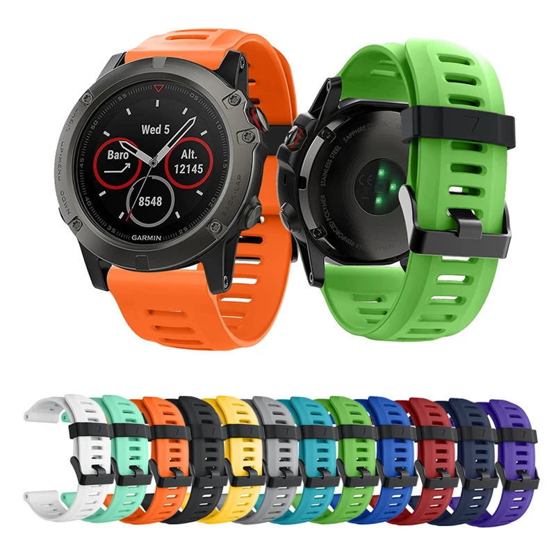 

Bemorcabo Soft Silicone Replacement Watch Bracelet Band for Garmin Fenix 3/Fenix 3 HR/Fenix 5X Smart Watch Black Red Strap Band