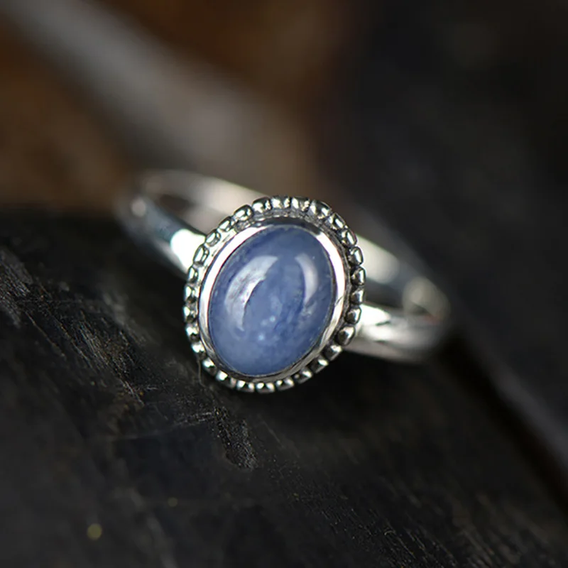 Guaranteed 925 Sterling Silver Ring Kyanite Vintage Wedding Rings For