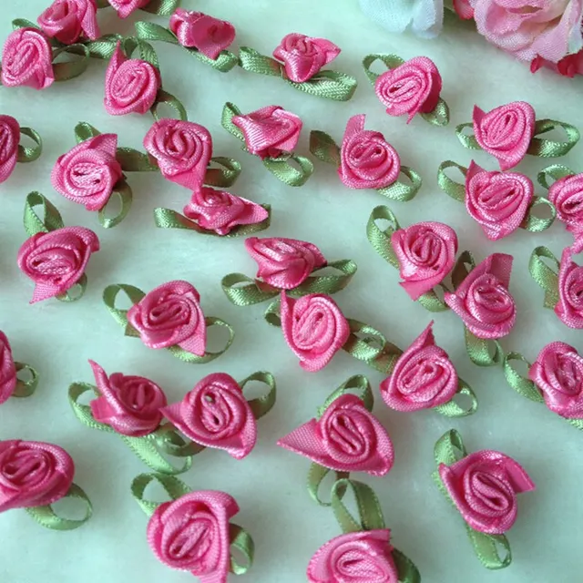 HL 100pcs Fushia Color Ribbon Rose Handmade Flowers Garment Supplies Sewing Appliques Diy Accessories Wedding Decoration HL 100pcs Fushia Color Ribbon Rose Handmade Flowers Garment Supplies Sewing Appliques Diy Accessories Wedding Decoration