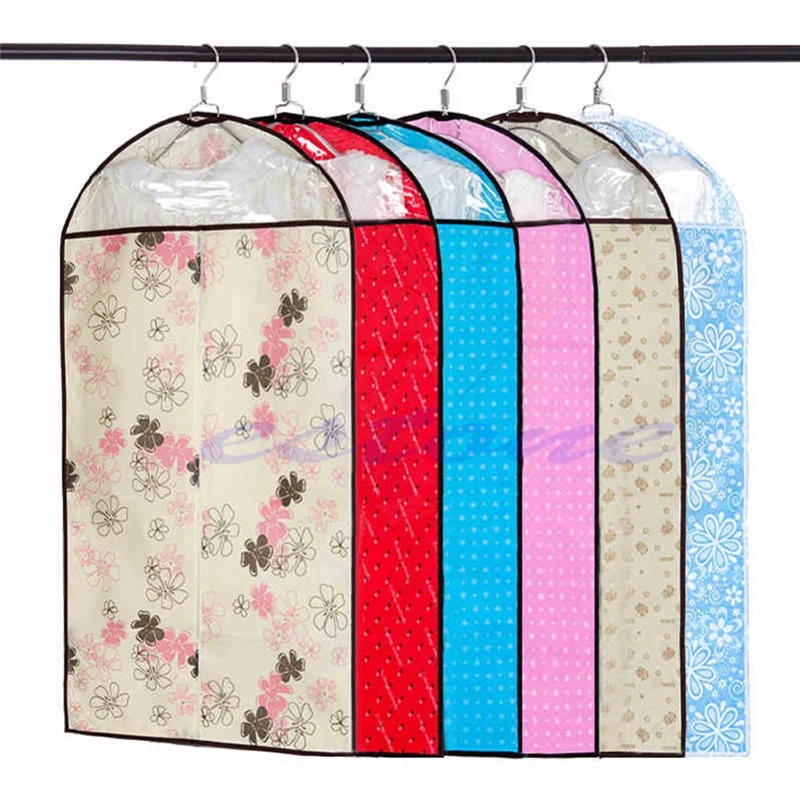 

Storage Bags Home Clothes Dress Garment Suit Cover Bag Dustproof Jacket Skirt Canvas Useful Storage Protector color random