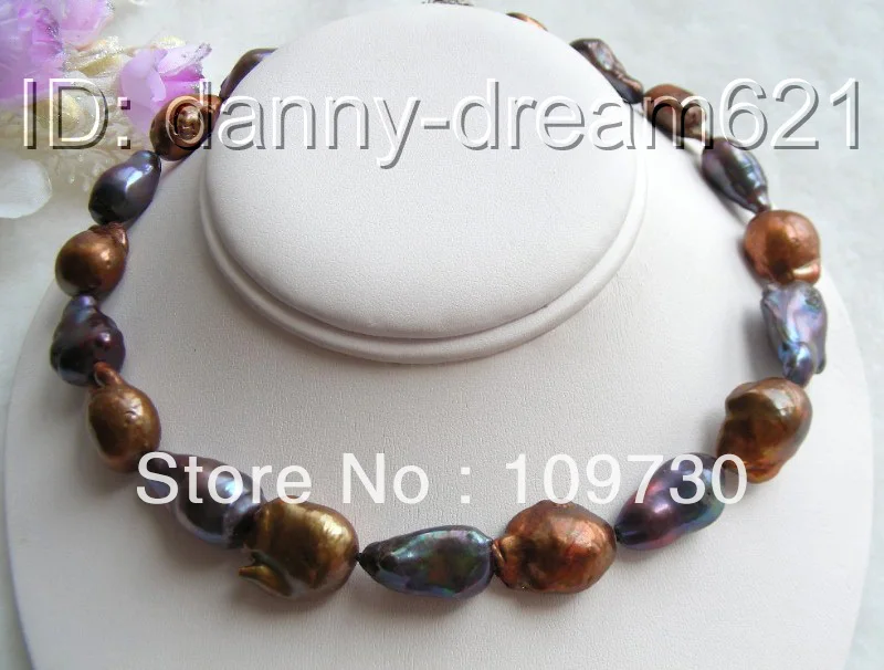 

Jewelry 00537 CLASSIC huge baroque coffee black south Reborn Keshi Pearls necklace