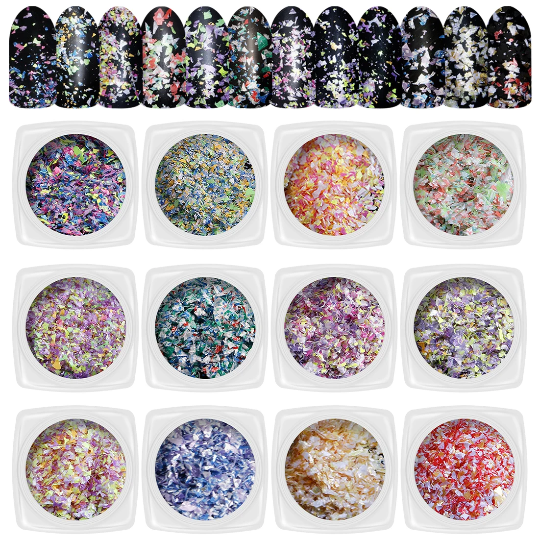 

Manicure Sugar Scrap Neon Color Nail Art Glitter Acrylic Powder Dust Snowflake Design Nail Flake Decoration Fragment Confetti