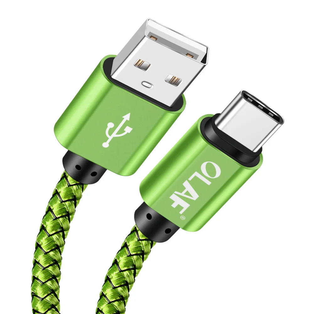 Олаф 3 м usb type C кабель UBS-C 2A Быстрая зарядка type-C кабель для синхронизации данных для samsung Note 8 9/S8 Nexus 6P 5X nintendo Switch - Цвет: green