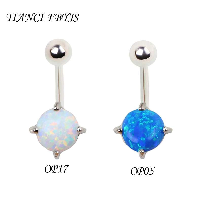 New Belly button Piercing Big Opal Navel Rings 14G Bell Button Ring