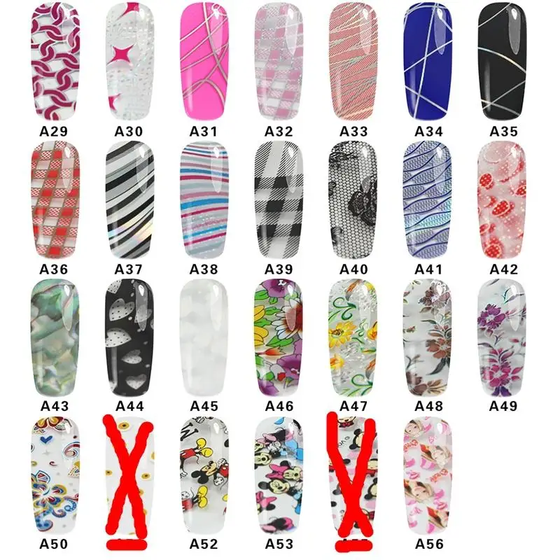 

100cm*4cm 25 Designs Beauty Transfer Foil Nail Art Stickers For Nails DIY Decorations Tools 2-A29-56