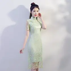 Китайские традиционные Средний Cheongsam Для женщин Кружево платье Размеры: s, чтобы 2XL