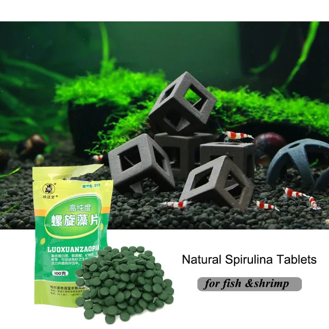 Natural Spirulina Tablets 100g Aquarium Fish Shrimp Food Pills Algae