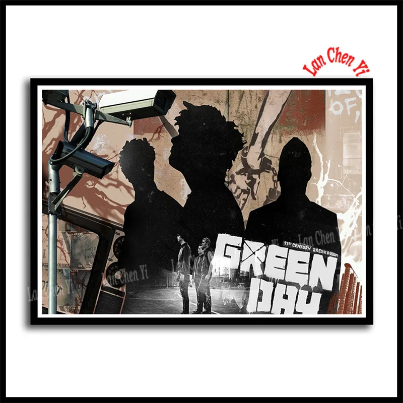 Зеленый День полоса белая мелованная бумага плакаты панк-рок музыка звезда Плакат для кафе бар декоративный настенный плакат - Цвет: Серебристый