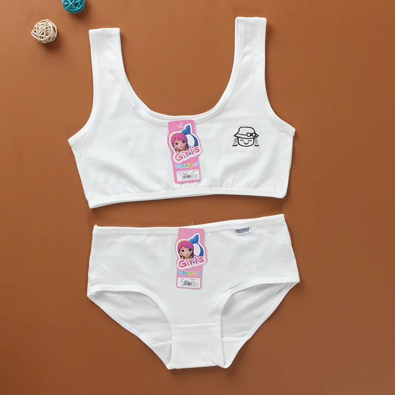 

2018 Teenagers Girls Lingerie Cotton Underwear Sets Kids Young Girls Training Bras Puberty Students Bra Vest Brassiere Panties