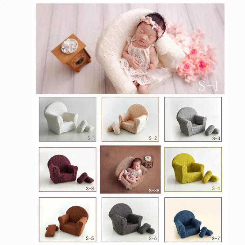 

Newborn Photography Props Posing Mini Sofa Arm Chair&2pcs Pillows Photo Prop Photograph Studio Accessories for 0-3 Month Baby