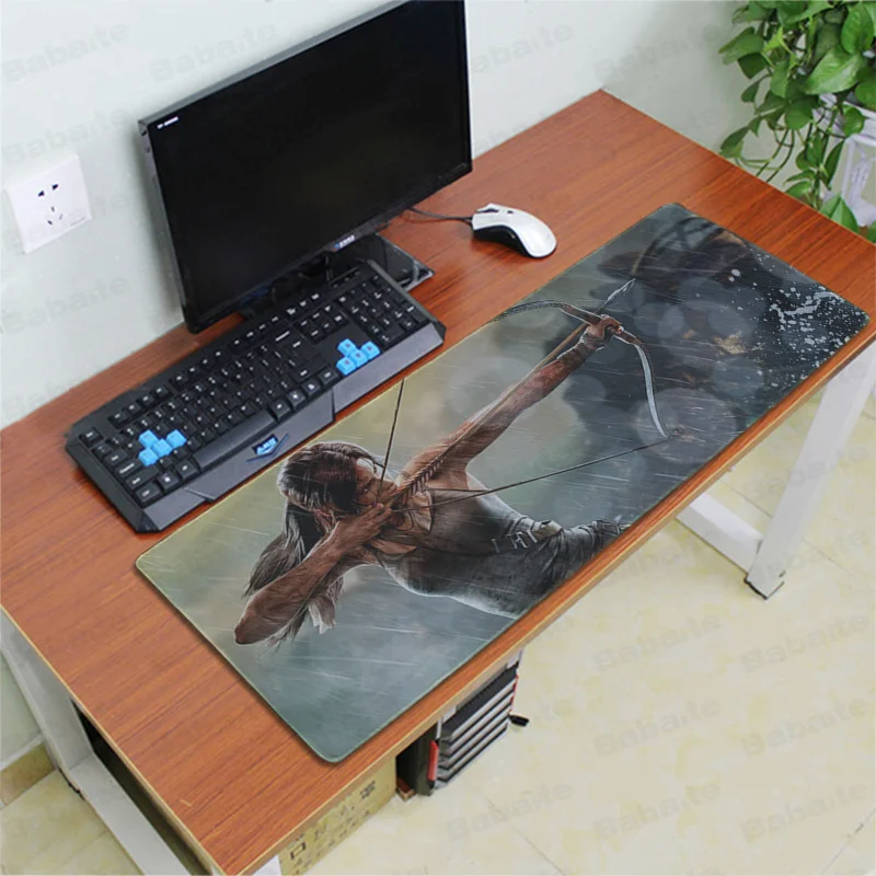 Babaite Новые поступления Tomb Raider Силиконовые большой/маленький коврик для мышки игры резиновая PC компьютерных игр мышь pad - Цвет: Lock Edge 30x80cm