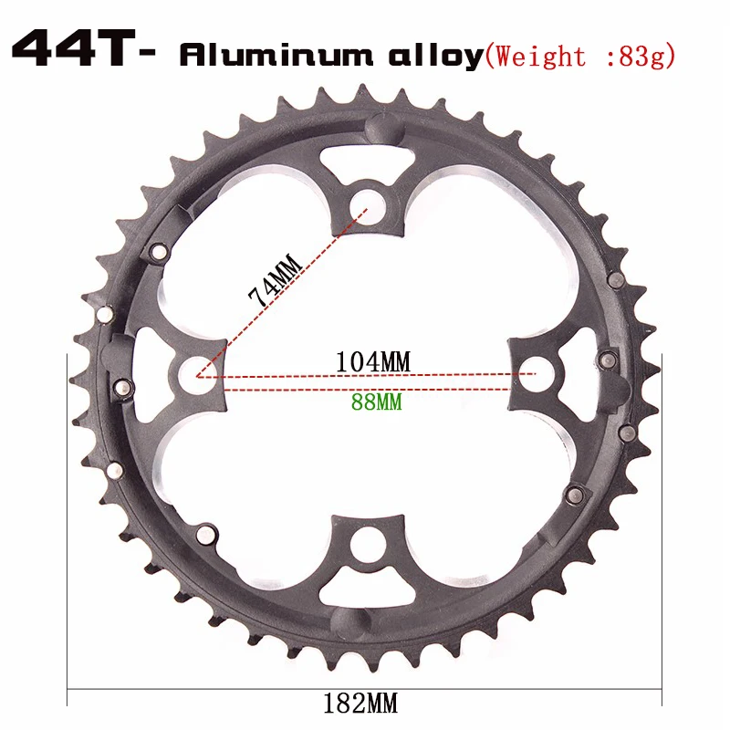 104BCD 22/24/32/42/44T Mountain Bicycle Chainwheel MTB bike crankset Aluminum Narrow Wide Chainring BCD 104 - Цвет: 44T-Aluminium plate