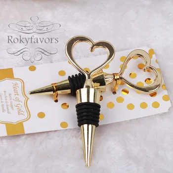 

Free Shipping 50PCS Gold Heart Bottle Stopper Wedding Favors Bottle Stopper Keepsake Birthdat Gifts Event Party Supplies