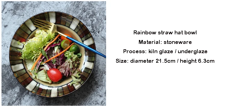 EECAMAIL Ретро креативный японский стиль креативная американская Радужная соломенная шляпа чаша суповая чаша глубокая Суповая тарелка