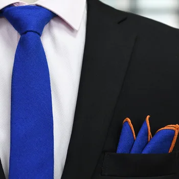 

Hlinayi The new 6 cm tie han edition solid color cotton series monochrome black tie pocket towel suit