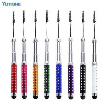 

New Crystal Retractable Stylus Touch Pen For iPhone/iPad/HTC/Samsung Phone /Tablet TC with dust plug 100pcs/lot