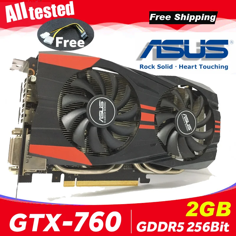 Asus GTX760 2 Гб D5 DDR5 256Bit Настольный ПК GTX 760 2G графические карты PCI Express 3 0 компьютерная