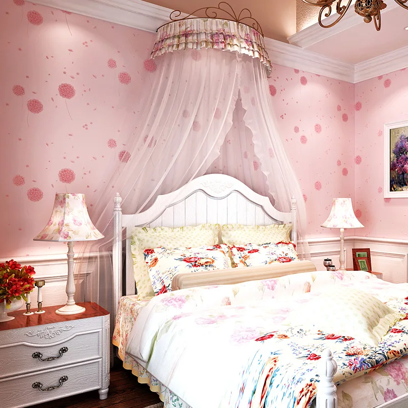 Korean rural non woven wallpaper the sitting room Pink