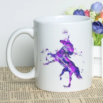 

Magic Unicorn Theme Mug 11oz Ceramic White Coffee Gift Cup with Designed Unicorn Printing DIY Photo Present Mug