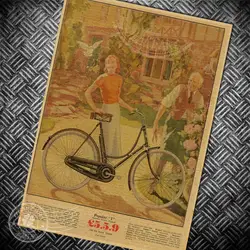 Ностальгические Велосипедный Спорт велосипед краски старинные плакат ретро Wall Art стикер кафе украшения дома печати фото античный плакаты